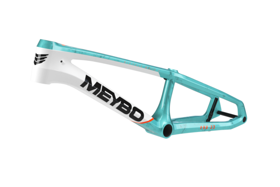 Meybo 2026 HSX Carbon BMX Race Rāmis - Matte balts/Oranžs/Zilganzaļa 