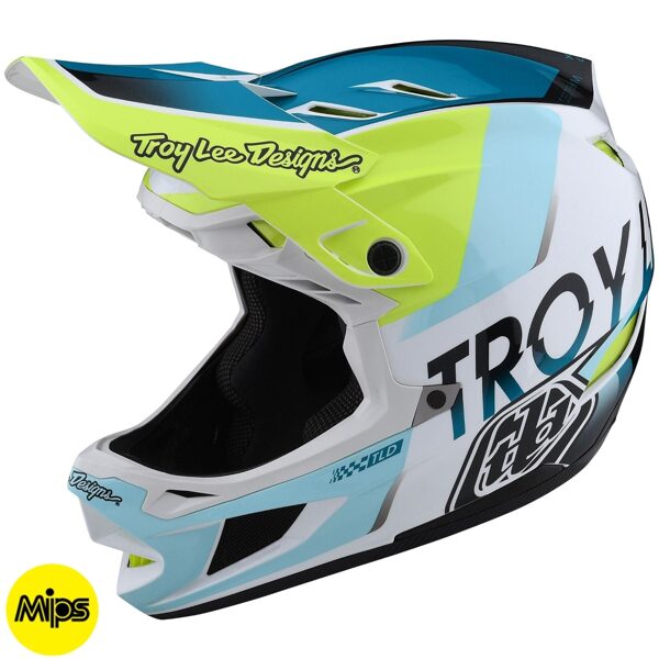 Troy Lee Designs D4 Composite MIPS Helmet Qualifier - White/Green
