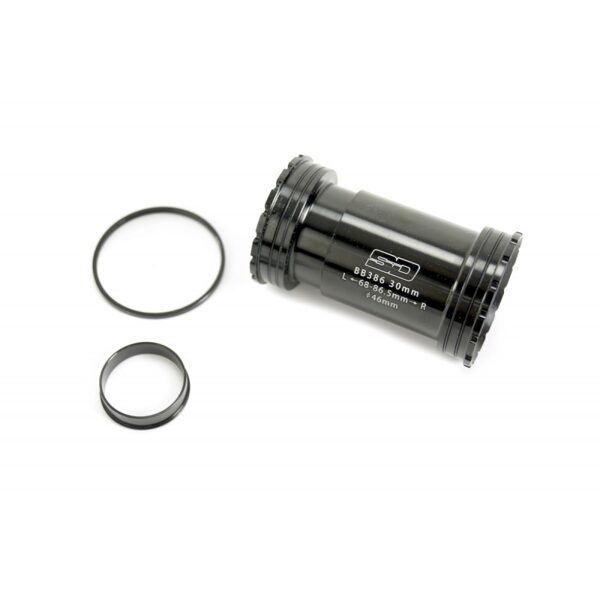 SD Bottom Bracket Threaded Lock BB386 conversion to 30mm spindle Black, included 28mm praxis adapter