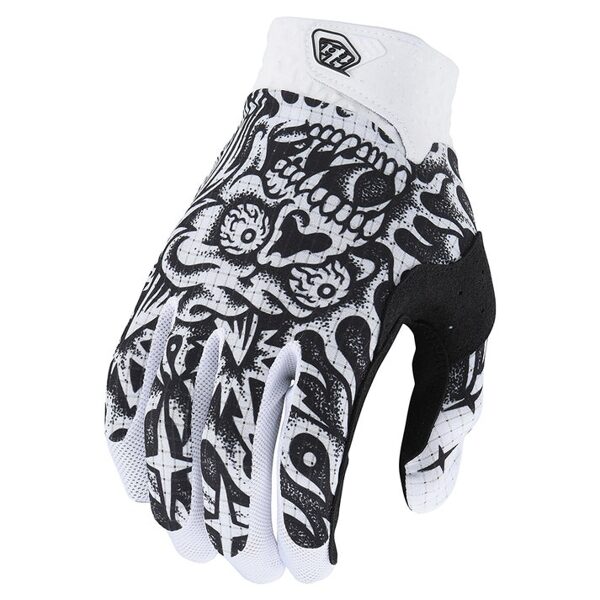Troy Lee Designs Air Cimdi Skull Demon - Balts/Melns