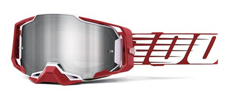 100% ARMEGA OVERSIZED DEEP RED FLASH SILVER LENS GOGGLE