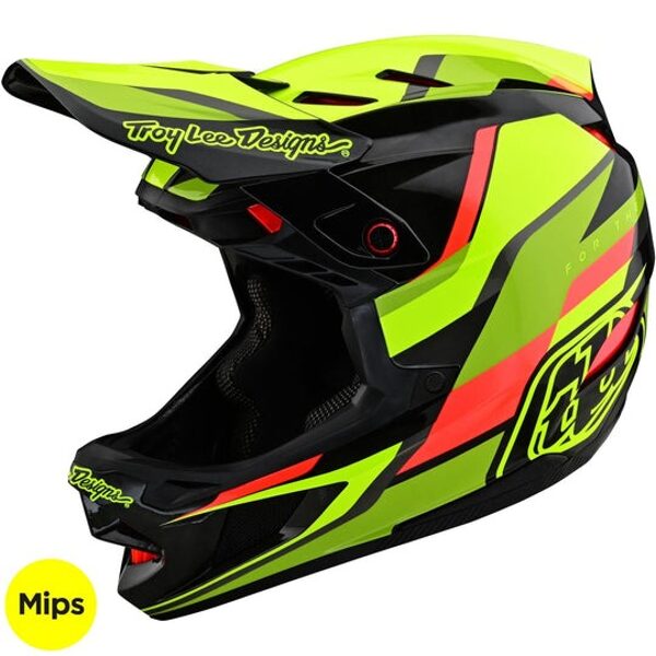 Troy Lee Designs D4 Carbon W/Mips Helmet Omega - Black/Yellow