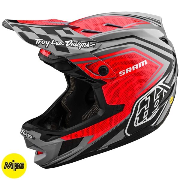 Troy Lee Designs D4 Carbon Helmet W/Mips SRAM - Red/Black